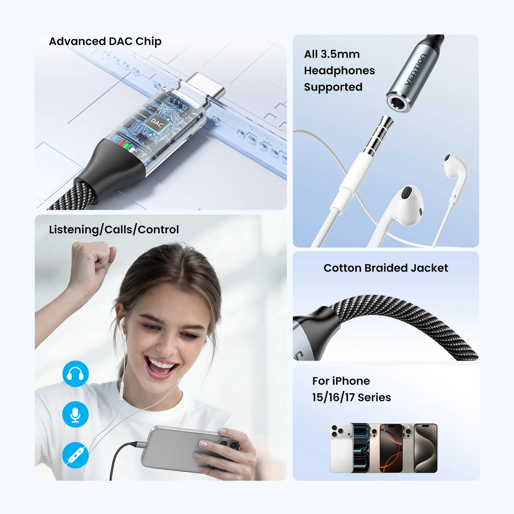 Vention USB-C Male to 3.5mm Female Audio Adapter - Image 3