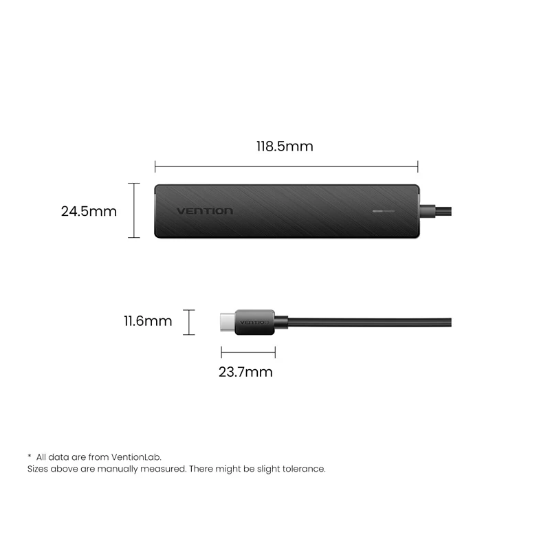 Vention USB-C to USB 3.2 Gen 2 Type-C*2 + USB 3.2 Gen 2 Type-A*2 + PD 10G Hub 0.15M Black - Image 11