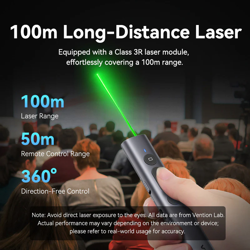 Vention Wireless PowerPoint Presentation Clicker with Green Laser Pointer - Image 10