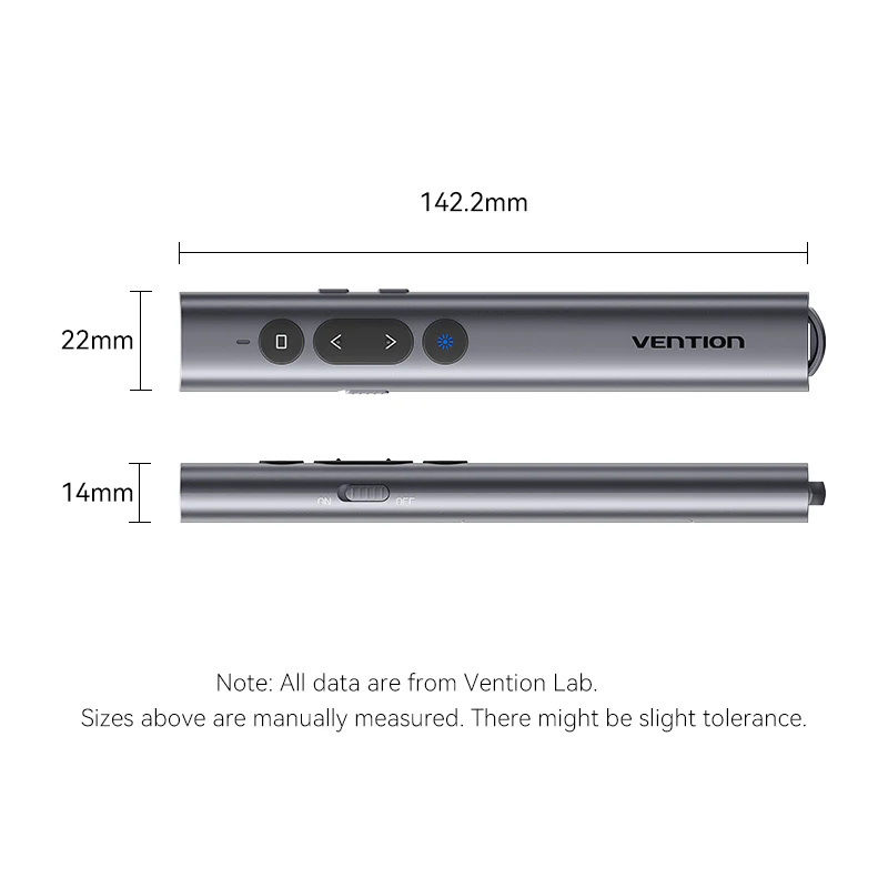 Vention Wireless PowerPoint Presentation Clicker with Red Laser Pointer – Gray - Image 17