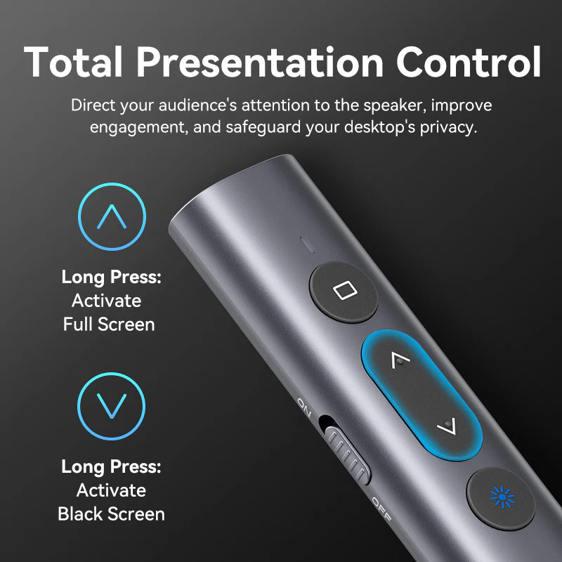 Vention Wireless PowerPoint Presentation Clicker with Red Laser Pointer – Gray - Image 9