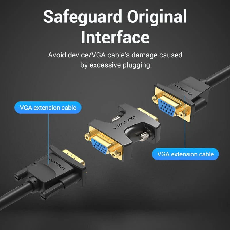 Vention VGA Male to Female Adapter Black - Image 4