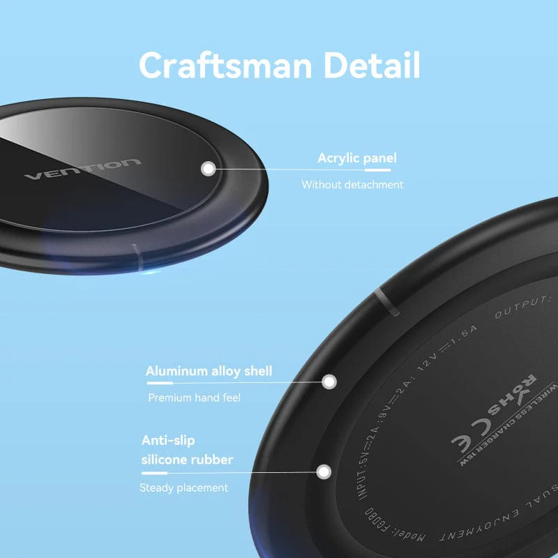 Vention Wireless Charger 15W Black Mirrored Surface Type - Image 10