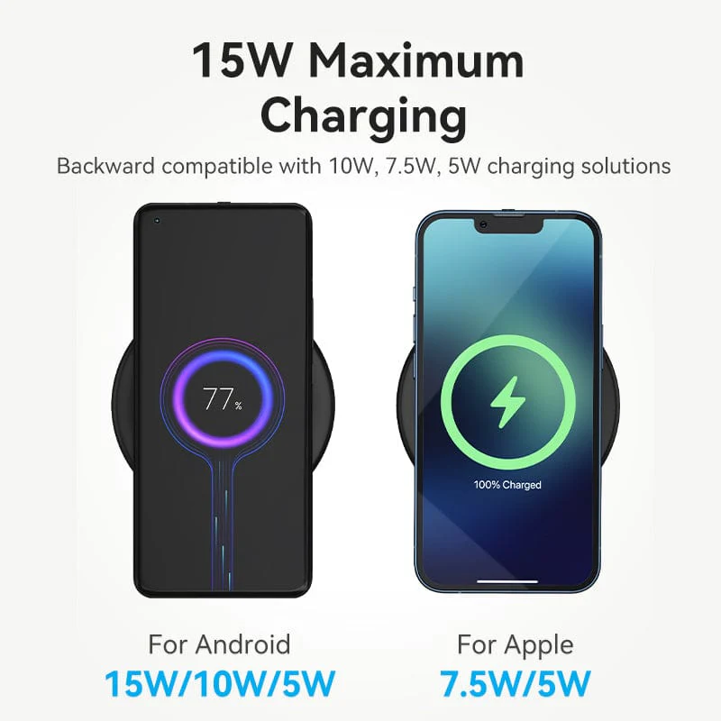 Vention Wireless Charger 15W Black Mirrored Surface Type - Image 4