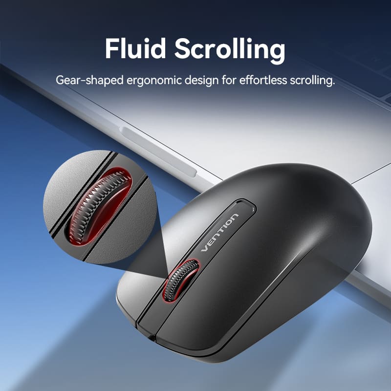 Vention Wireless Full-Sized Keyboard and Mouse Combo with Mouse Pad Black Slim Type - US English Layout - Image 11