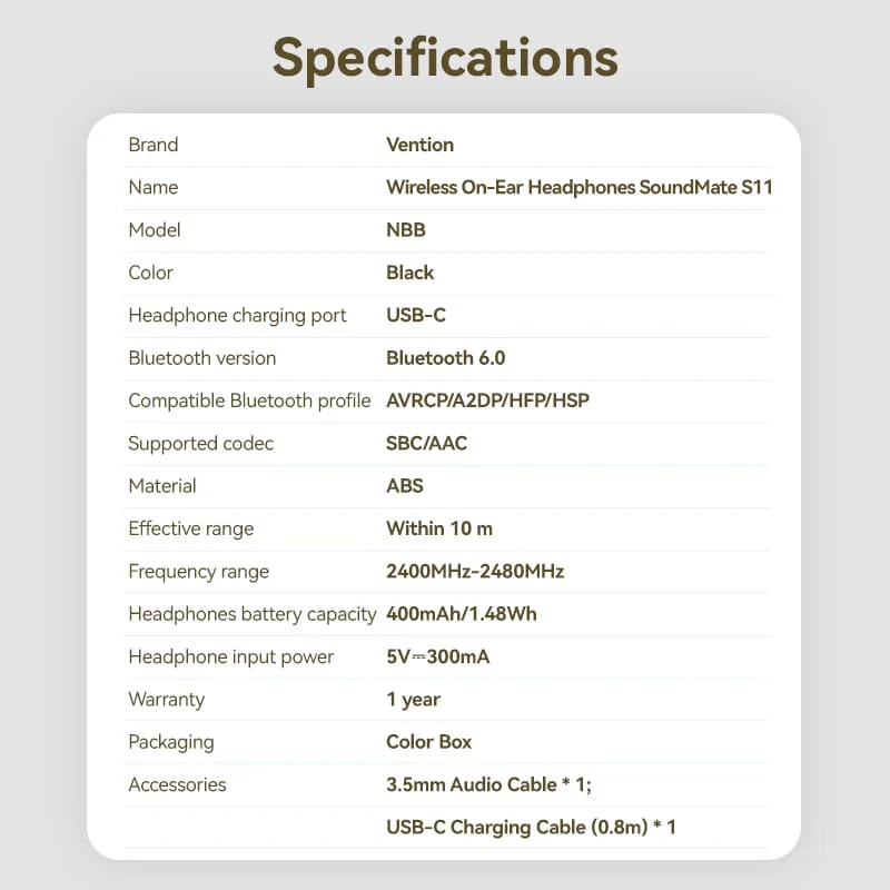 Vention Wireless On-Ear Headphones SoundMate - Image 13